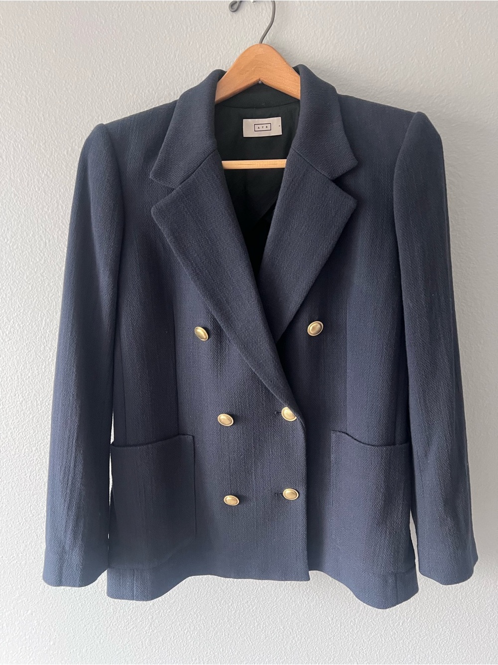 AYR Navy Double-Breasted Blazer Jacket NWOT